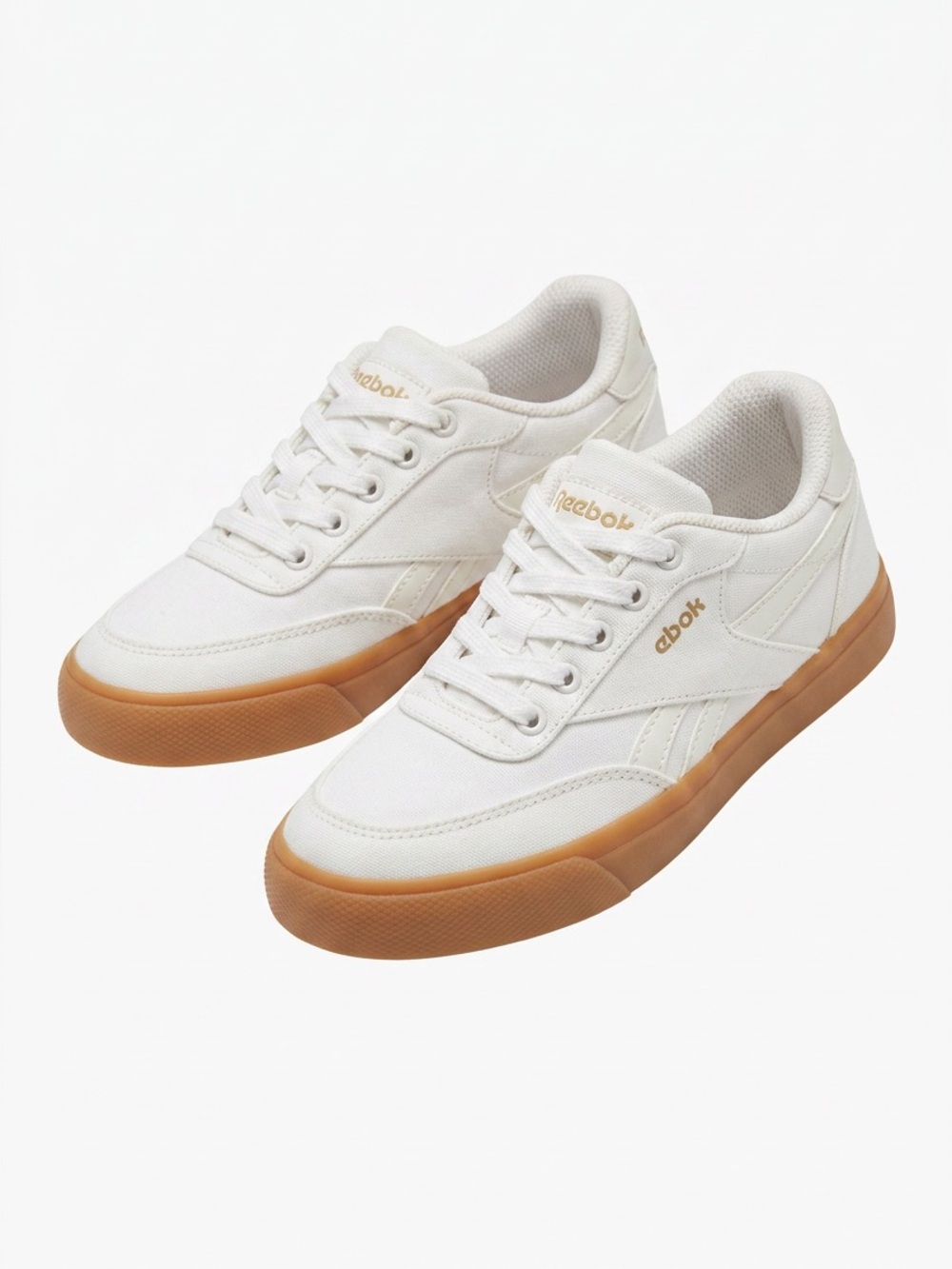 Reebok Kids White Canvas Sneakers with Gum Outsole